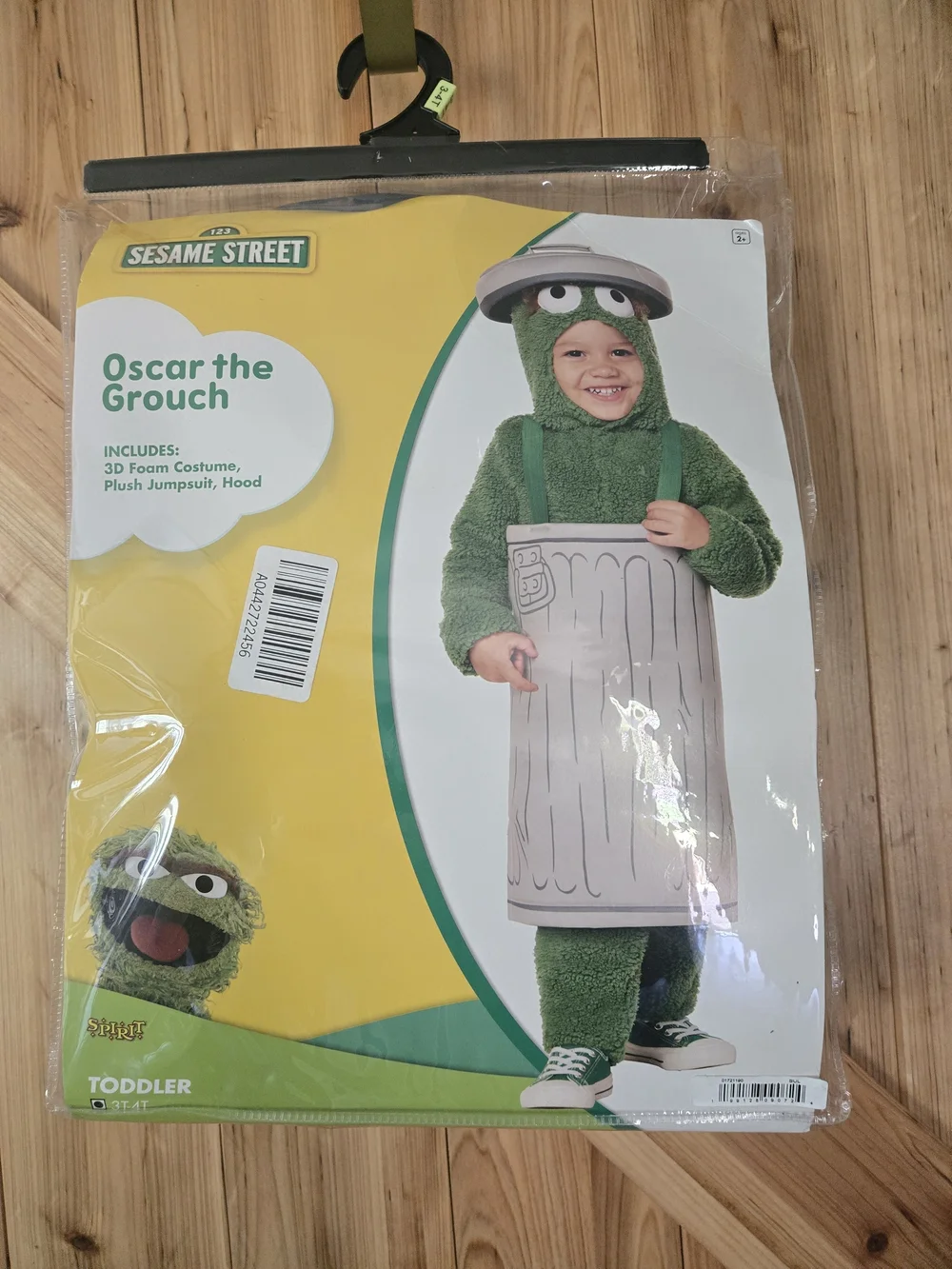 Sesame Street Oscar the Grouch Toddler Costume 3t/4t Green Fuzzy - Picture 1 of 8